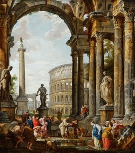 Der Philosoph Diogenes wirft seine Schale weg