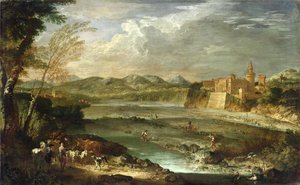 Das Tal von Trebbia mit dem Schloss von Rivalta von Giovanni Paolo Pannini