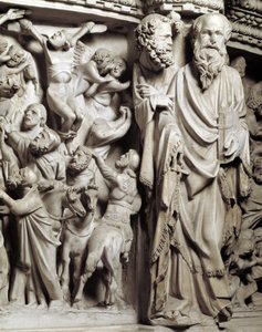 Detail der Reliefs des Stuhls von Giovanni Pisano