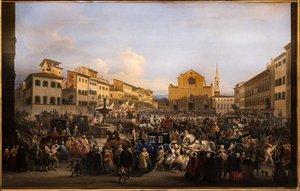 Berlingaccio auf dem Platz St. Croce in Florenz von Giovanni Signorini