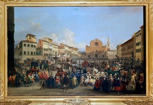 Karneval auf dem Santa Croce Platz in Florenz von Giovanni Signorini