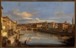 Ein Blick auf den Arno und die Ponte Vecchio, Florenz von Giovanni Signorini