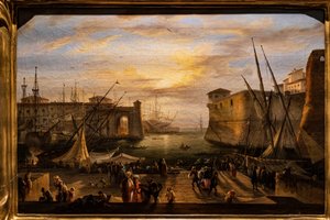 Die Marina von Livorno und die Medici-Festung im Hintergrund von Giovanni Signorini