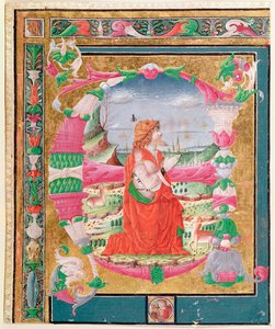 Historisierte Initiale E mit einer knienden Figur von König David, 1482-83