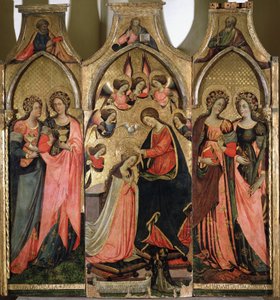 Triptychon der Krönung der Jungfrau - Gemälde von Giovanni da Gaeta (aktiv um 1449-1472) 15. Jahrhundert Gaeta, Museo Diocesano von Giovanni da Gaeta