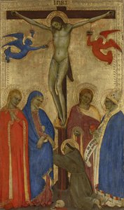 Die Kreuzigung (Christus am Kreuz mit den HH. Franziskus, Maria Magdalena, Maria, Johannes und Ignatius von Antiochien) von Giovanni da Milano