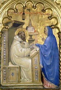 Die Jungfrau erscheint dem heiligen Bernhard, Detail (Polyptychon) von Giovanni da Milano