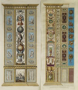 Arabeske Dekorationen in der Vatikanischen Loggia (farbige Gravur) von Giovanni da Udine (after)