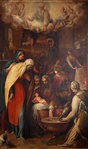 Die Geburt der seligen Jungfrau Maria, Ende des 16. Jahrhunderts von Giovanni de Vecchi