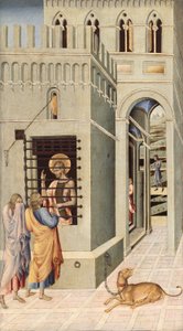 Johannes der Täufer im Gefängnis von zwei Jüngern besucht von Giovanni di Paolo
