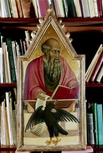 Hl. Johannes der Evangelist mit seinem Symbol, einem Adler, 15. Jahrhundert