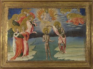Die Taufe Christi Predella-Panel, 1454 von Giovanni di Paolo