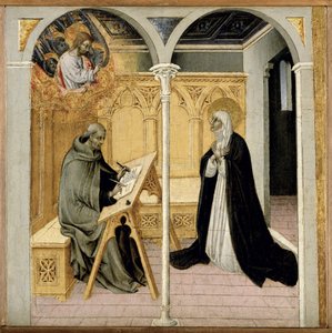 Die heilige Katharina von Siena diktiert ihre Dialoge