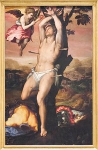 Der heilige Sebastian empfängt die Krone und Palme des Martyriums von Girolamo (1521 c.1580) Siciolante