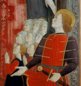 Detail von St. Sebastian, Madonna della Misericordia mit St. Venantius und St. Sebastian, 1463