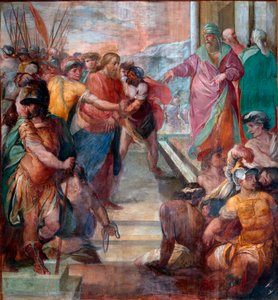 Christus wird vor Kaiphas geführt (Detail)