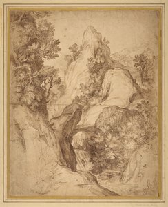 Felsige Landschaft mit Wasserfall von Girolamo Muziano