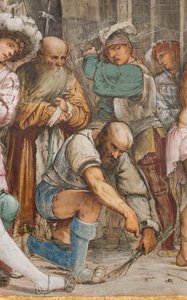 Zentrales Kirchenschiff, fünfter südlicher Spann, Geißelung Christi, Jerome Romanino von Girolamo Romanino