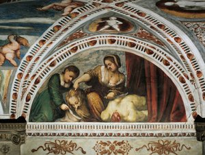 Geschichte von Judith und Holofernes, Detail der Fresken von Girolamo Romanino (ca. 1484-nach 1559), im Auftrag von Bernardo Clesio