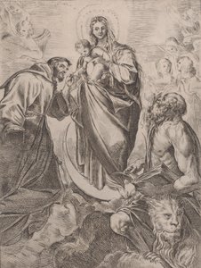 Die Jungfrau mit den Heiligen Hieronymus und Franziskus von Girolamo Rossi