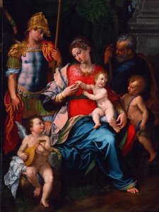 Jungfrau und Kind mit den Heiligen Johannes dem Täufer, Michael dem Erzengel und Joseph, 1545 von Girolamo Sciolante da Sermoneta