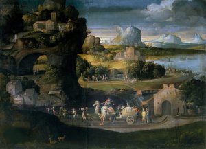 Landschaft mit Magiern, ca. 1525 von Girolamo da Carpi