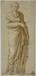 Stehende drapierte Frauenfigur von Girolamo da Carpi