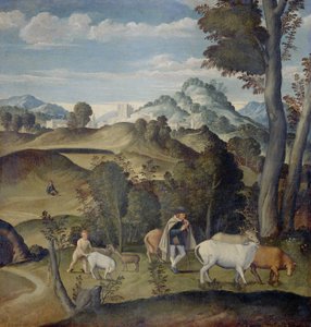 Der junge Merkur stiehlt Rinder aus der Herde des Apollo von Girolamo da Santacroce (ca.1480 1556) (attributed to)