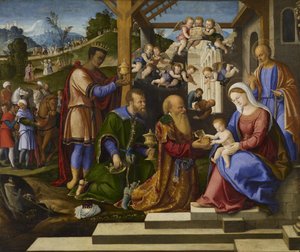 Die Anbetung der drei Könige, ca. 1525-1530 von Girolamo da Santacroce