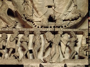 Westportal Tympanon (Detail) von Gislebertus
