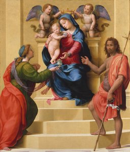 Madonna und Kind auf dem Thron mit den Heiligen Maria Magdalena und Johannes dem Täufer von Giuliano Bugiardini