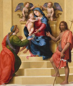 Madonna und Kind auf dem Thron mit den Heiligen Maria Magdalena und Johannes dem Täufer, ca. 1523 von Giuliano Bugiardini