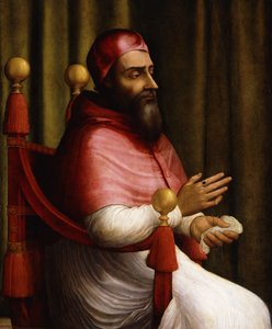 Porträt von Papst Clemens VII., sitzend, dreiviertel Länge von Giuliano Bugiardini
