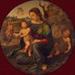 Die Heilige Familie mit dem jungen Johannes dem Täufer von Giuliano Bugiardini
