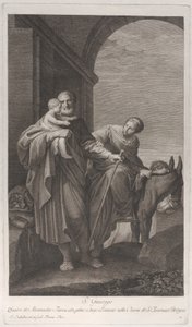 Heiliger Josef trägt das Christkind auf der Flucht nach Ägypten