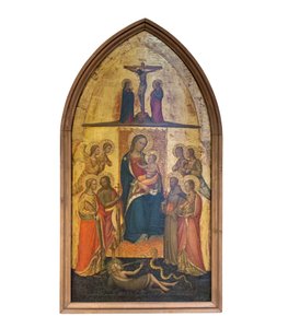 Thronende Madonna mit Kind unter vier Engeln und Heiligen von Giuliano di Simone da Lucca