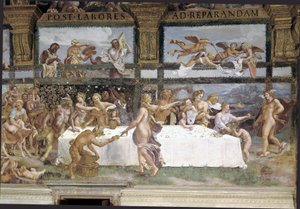 Vorbereitungen für das Bankett der Götter zur Hochzeit von Amor und Psyche (Detail)