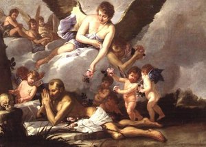 Die Selbstgeißelung des heiligen Franziskus von Giulio (attr. to) Carpioni