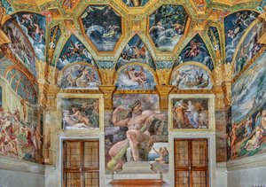 Zimmer der Psyche: Blick auf die Ostwand (Fresko) von Giulio (workshop of) Romano