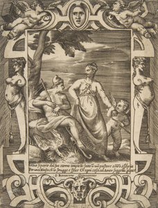 Jupiter links in der Gestalt eines Hirten begleitet von Mnemosyne, in einem aufwändigen...