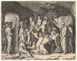 Moses sagt den Israeliten, sie sollen das Manna sammeln und Moses schlägt den Felsen