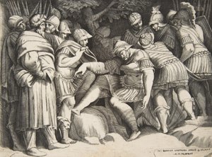 Der verwundete Soldat Scipio in der Mitte umgeben von Figuren, 1531-76