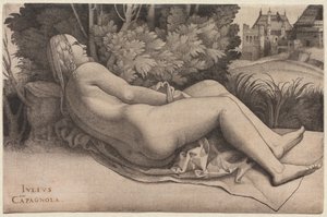 Venus, die in einer Landschaft ruht