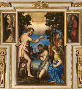 Kapelle Unserer Lieben Frau des Volkes, erstes südliches Joch, Giulio Campi, Taufe Christi 1569, an den Seiten Sant
