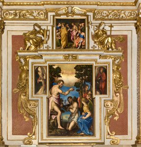 Kapelle Unserer Lieben Frau des Volkes, Erste Südspanne, Giulio Campi, Taufe Christi 1569, An den Seiten Sant