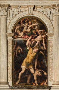 Nordquerhaus, Altar des Erzengels Michael, Erzengel Michael tötet das Böse, Giulio Campi 1566 von Giulio Campi