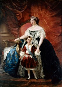 Porträt von Louise Marie de Berry (Marie Louise de Bourbon, Herzogin von Parma und Piacenza) (1819 - 1864) mit ihrem Sohn Roberto (1804 - 1907) (Öl auf Leinwand)