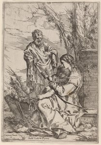 Heilige Familie mit der lesenden Jungfrau von Giulio Carpioni