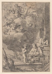 Die Heilige Familie mit der Jungfrau, die Christus über die Wiege hält, 1640-60 von Giulio Carpioni