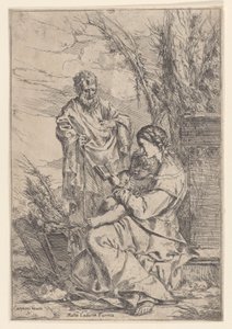 Die Heilige Familie mit der Jungfrau, die ein Buch liest von Giulio Carpioni